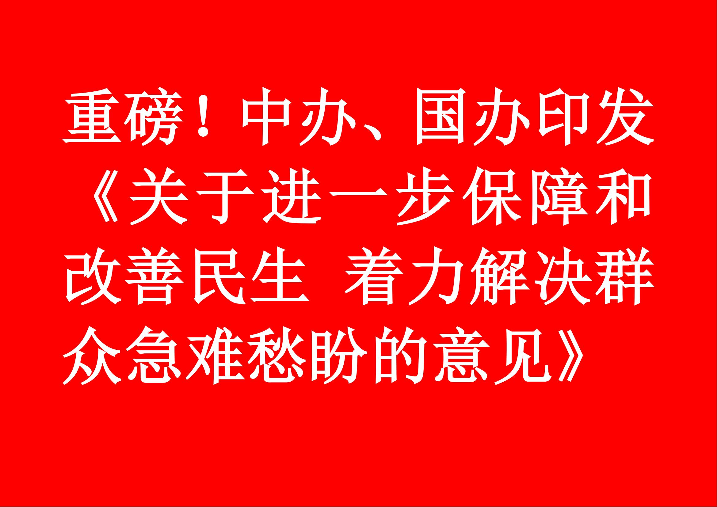 重磅！中办、国办印发《关于进一步保障和改